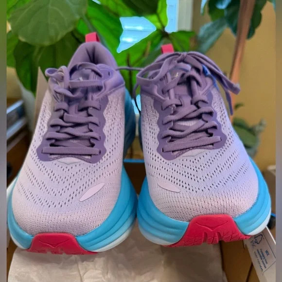 Hoka Bondi 8 Women Violet/Blue Running Shoes  7.5B WBDNI8 - Picture 9 of 12